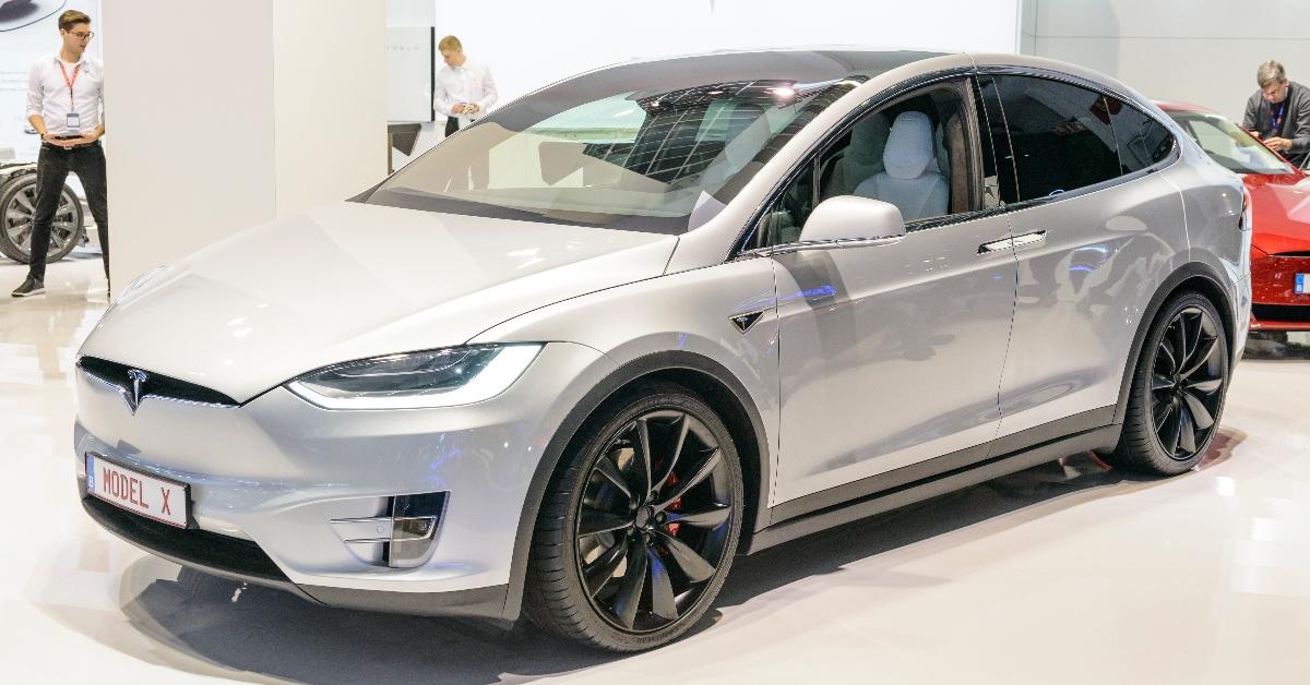 A grey Tesla Model X SUV.